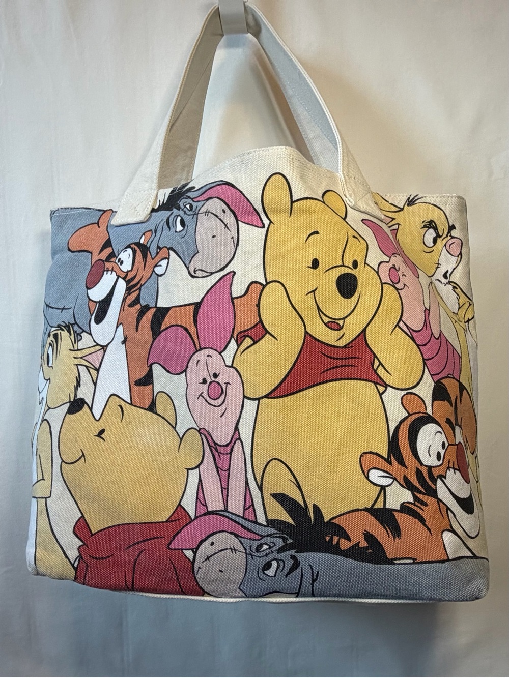 Winnie the Pooh Printed Canvas Tote Bag in Yellow & Multi